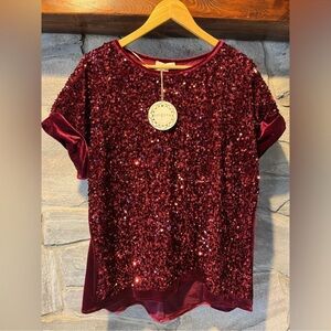 Umgee Sparkling Wine Sequin Tee